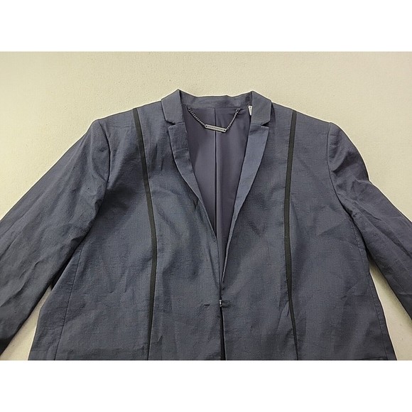 Elie Tahari Women's 8 Navy Blazer Stretch Linen Viscose Blend Tailored Classic - Picture 4 of 11